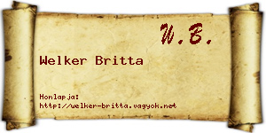 Welker Britta névjegykártya